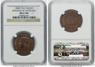 Kingdom of Napoleon. Napoleon I Soldo 1808-V MS61 Brown NGC, Venice mint, KM-C3.3. The finest at NGC. From the Meduno Collection HID09801242017 © 2022...