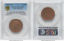 Kingdom of Napoleon. Napoleon I Soldo 1813-M MS63 Red and Brown PCGS, Milan mint, KM-C3.2. Finest at PCGS. From the Meduno Collection HID09801242017 ©...