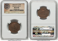 Naples & Sicily. Ferdinando II 2 Tornesi 1839 MS64 Red and Brown NGC, Naples mint, KM327. Ex. Eric P. Newman Collection From the Meduno Collection HID...