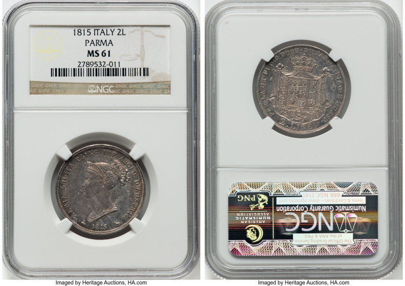 Parma. Maria Luigia 2 Lire 1815 MS61 NGC, KM-C29. From the Meduno Collection HID...