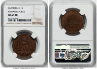 Roman Republic Baiocco 1849-R MS63 Red and Brown NGC, Rome mint, KM22. From the Meduno Collection HID09801242017 © 2022 Heritage Auctions | All Rights...