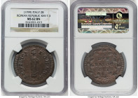 Roman Republic 2 Baiocchi 1799-Dated MS62 Brown NGC, KM7.3. From the Meduno Collection HID09801242017 © 2022 Heritage Auctions | All Rights Reserved