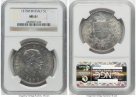 Vittorio Emanuele II 5 Lire 1873 M-BN MS61 NGC, Milan mint, KM8.3. From the Meduno Collection HID09801242017 © 2022 Heritage Auctions | All Rights Res...