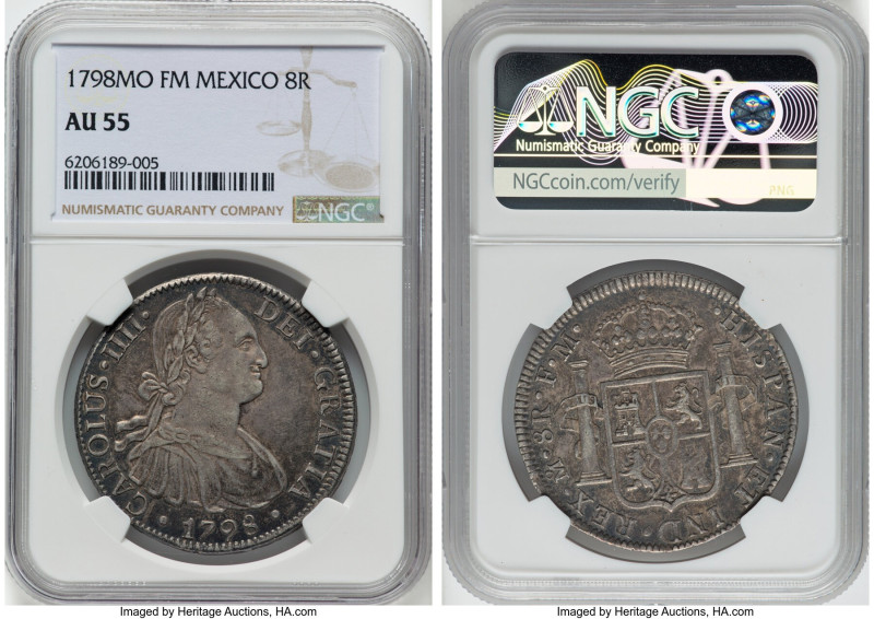 Charles IV 8 Reales 1798 Mo-FM AU55 NGC, Mexico City mint, KM109. HID09801242017...