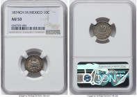 Republic 5-Piece Lot of Certified 10 Centavos NGC, 1) 10 Centavos 1874 CH-M - AU53, Chihuahua mint 2) 10 Centavos 1884 CH-M - AU Details (Environmenta...