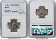 Estados Unidos Pair of Certified 25 Centavos NGC, 1) 25 Centavos 1964-Mo - MS65 2) 25 Centavos 1953-Mo - MS64+ Mexico City mint. HID09801242017 © 2022...