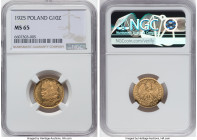 Republic gold 10 Zlotych 1925-(w) MS65 NGC, Warsaw mint, KM-Y32. Semi-prooflike expanses imbue this consistently popular small gold type. HID098012420...