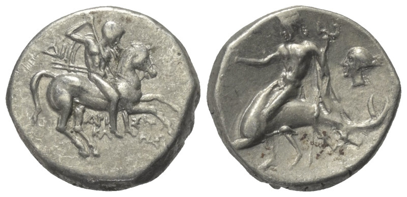 Kalabrien. Tarent.

 Didrachme oder Nomos (Silber). Ca. 272 - 240 v. Chr.
Vs:...