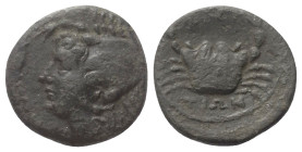 Bruttium. Brettii.

 Bronze. Ca. 216 - 214 v. Chr.
Vs: Kopf einer weiblichen Meeresgottheit (Amphitrite ?) mit Krabbenkopfbedeckung links.
Rs: Kra...