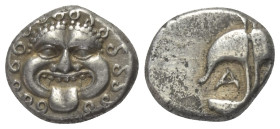 Thrakien. Apollonia Pontika.

 Drachme (Silber). Ca. 4. Jhdt. v. Chr.
Vs: Anker, links A, rechts Krebs.
Rs: Kopf der Gorgo Medusa mit herausgestre...