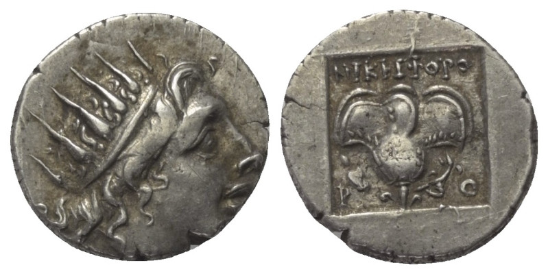Inseln vor Karien. Rhodos.

 Drachme (Silber). Ca. 88 - 84 v. Chr.
Vs: Kopf d...
