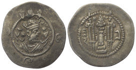Sasanidisches Königreich. Kavadh I. (488 - 531 n. Chr.).

 Drachme (Silber). 518 / 519 n. Chr. (Jahr 30). GW.
Vs: Drapierte Büste mit Zinnentiara, ...