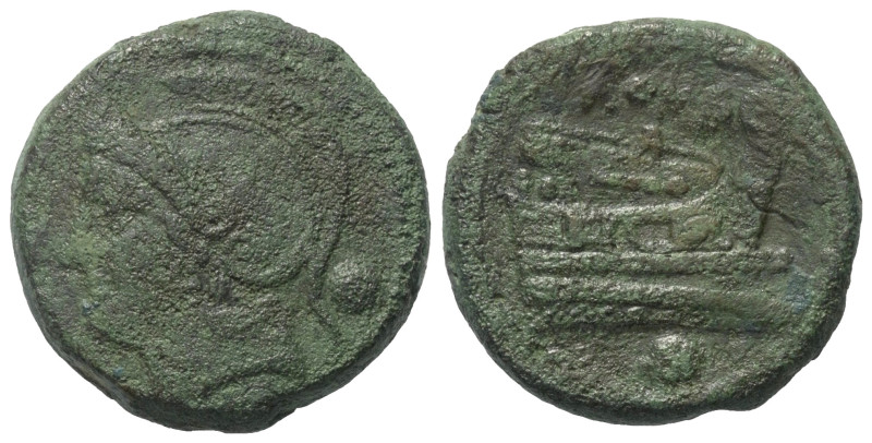 Anonyme Prägungen.

 Uncia (Bronze). 217 - 215 v. Chr. Rom.
Vs: Kopf der Roma...