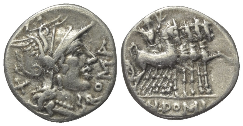 Cn. Domitius Ahenobarbus.

 Denar (Silber). 116 - 115 v. Chr. Rom.
Vs: ROMA. ...