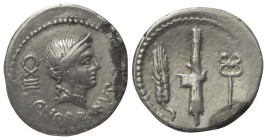 C. Norbanus.

 Denar (Silber). 83 v. Chr. Rom.
Vs: C NORBANVS. Kopf der Venus mit Diadem rechts, dahinter Kontrollzeichen.
Rs: Ähre, Liktorenbünde...