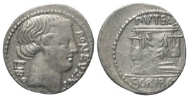 L. Scribonius Libo.

 Denar (Silber). 62 v. Chr. Rom.
Vs: BON EVENT / LIBO. Kopf des Bonus Eventus mit Diadem rechts.
Rs: PVTEAL / SCRIBON. Puteal...