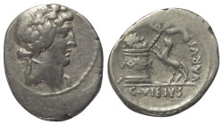 C. Vibius Varus.

 Denar (Silber). 42 v. Chr. Rom.
Vs: Kopf des Bacchus mit Efeukranz rechts.
Rs: C VIBIVS VARVS. Altar, an dem ein Panther hochsp...