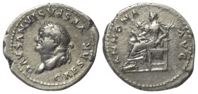 Vespasianus (69 - 79 n. Chr.).

 Denar (Silber). 77 - 78 n. Chr. Rom.
Vs: CAESAR VESPASIANVS AVG. Kopf mit Lorbeerkranz links.
Rs: ANNONA AVG. Ann...