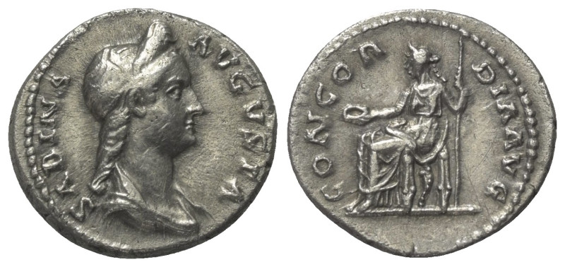 Sabina (gest. 136 n. Chr.).

 Denar (Silber). 136 n. Chr. Rom.
Vs: SABINA AVG...