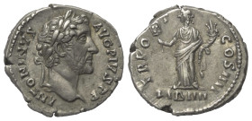 Antoninus Pius (138 - 161 n. Chr.).

 Denar (Silber). 145 n. Chr. Rom.
Vs: ANTONINVS AVG PIVS P P. Kopf mit Lorbeerkranz rechts.
Rs: TR POT COS II...