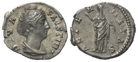 Faustina I. (gest. 141 n. Chr.). Diva Faustina I.

 Denar (Silber). Nach 141 n. Chr. Rom.
Vs: DIVA FAVSTINA. Drapierte Büste rechts.
Rs: AETERNITA...