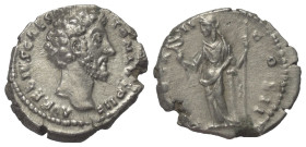 Marcus Aurelius (161 - 180 n. Chr.).

 Denar (Silber). 157 - 158 n. Chr. (unter Antoninus Pius). Rom.
Vs: AVRELIVS CAES ANTON AVG PII F. Kopf recht...