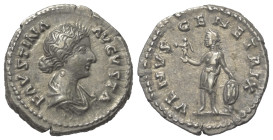 Faustina II. (gest. 176 n. Chr.).

 Denar (Silber). 147 - 175 n. Chr. (unter Marcus Aurelius). Rom.
Vs: FAVSTINA AVGVSTA. Drapierte Büste rechts.
...