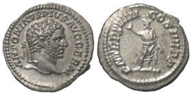 Caracalla (197 - 217 n. Chr.).

 Denar (Silber). 216 n. Chr. Rom.
Vs: ANTONINVS PIVS AVG GERM. Kopf mit Lorbeerkranz rechts.
Rs: P M TR P XVIIII C...