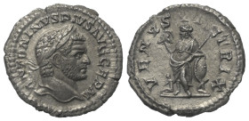 Caracalla (197 - 217 n. Chr.).

 Denar. 217 n. Chr. Rom.
Vs: ANTONINVS PIVS AVG GERM. Kopf mit Lorbeerkranz rechts.
Rs: VENVS VICTRIX. Venus mit H...