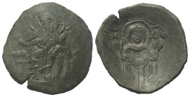 Lateinisches Kaiserreich (1204 - 1261 n. Chr.).

 Aspron Trachy (Billon). Constantinopolis.
Vs: Christus mit Nimbus, Pallium, und Collobium frontal...