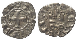 Achaia - Fürstentum. Maud von Hainaut (1316 - 1318).

 Denar (Silber).
Vs: MAhAVTA PACh. Kreuz.
Rs: DE CLARENCIA. Stilisiertes Kastell.

19 mm. ...
