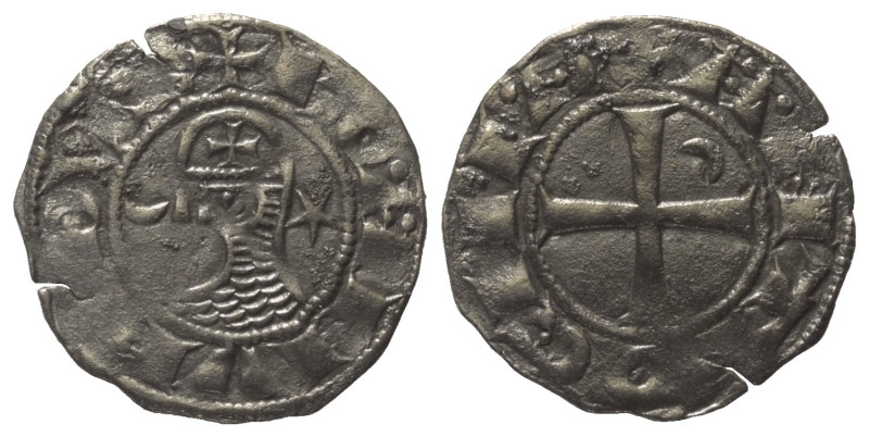 Antiochia - Fürstentum. Bohemund III. (1163 - 1201).

 Denar (Silber).
Vs: He...