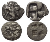 Griechische Münzen - Lots.


Thasos (Inseln vor Thrakien).

Lot (2 Stück, Silber): Obol; ca. 6. - 5. Jhdt. v. Chr.

Sehr schön - fast sehr schö...