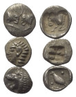 Griechische Münzen - Lots.


Unter anderem: Kolophon (Ionien) / Mylasa (Karien).

Lot (3 Stück, Silber): Tetartemorion; ca. 5. - 4. Jhdt. v. Chr....