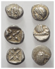 Griechische Münzen - Lots.


Milet / Phokaia (Ionien).

Lot (6 Stück, Silber): Diobol; ca. 5. - 4. Jhdt. v. Chr.

Sehr schön.

Verkauft wie b...