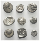 Griechische Münzen - Lots.


Unter anderem: Milet (Ionien).

Lot (9 Stück, Silber): verschiedene Nominale, ca. 6. - 4. Jhdt. v. Chr.

Sehr schö...