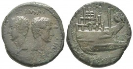 Augustus 27 avant J.C. - 14 après J.C. Dupondius, Vienne (Colonia Iulia Viennensis = Vienne en France), 36 avant J.C., AE 19.98 g Avers: IMP CAESAR DI...