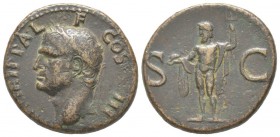 Agrippa 37 - 12 avant J.C. As, Rome, AE 11.06 g Avers: M AGRIPPA L F COS III Tête couronnée à gauche. Revers: S C Neptune debout face à la tête gauche...