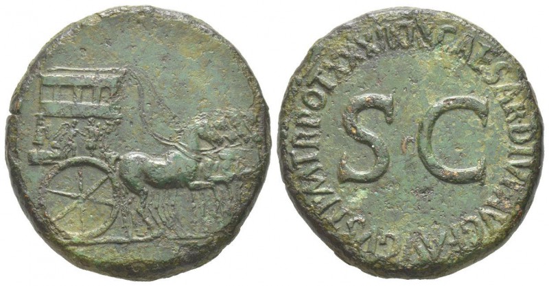 Tiberius 14 - 37 Sestertius, Rome, 35-36, AE 26.89 g Avers: Triomphal quadrige v...