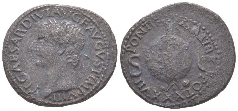 Tiberius 14 - 37 As, Rome, 36-37, AE 11.03 g Avers: TI CAESAR DIVI AVG F AVGVST ...