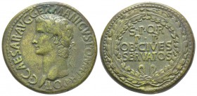 Caligula 37 - 41 Sestertius, Rome, 37-41, AE 24.52 g Avers: C CAESAR AVG GERMANICVS PON M TR POT Tête laurée à gauche. Revers: SPQR P P OB CIVES SERVA...