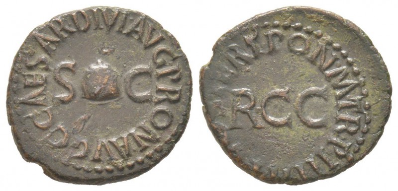 Caligula 37 - 41 Quadrans, Rome, 40-41, AE 2.62 g Avers: C CAESAR DIVI AVG PRON ...