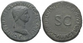 Claudius, 41 - 54 pour Agrippina (femme de Claudius et mère de Nero) Sestertius, Rome, 42-43, AE 28.2 g Avers : AGRIPPINA M F GERMANICI CAESARIS Buste...