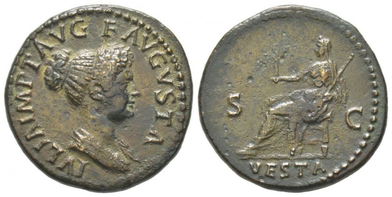 Titus 79 - 81 pous Julia Titi Dupondius, Rome, 80-81, AE 9.76 g Avers: IVLIA IMP...