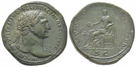 Traianus 98 - 117 Sestertius, Rome, 103-111, AE 29.80 g Avers: IMP CAES NERVA TRAIANO AVG GER DAC P M TR P COS V P P Buste lauré à droite avec draperi...