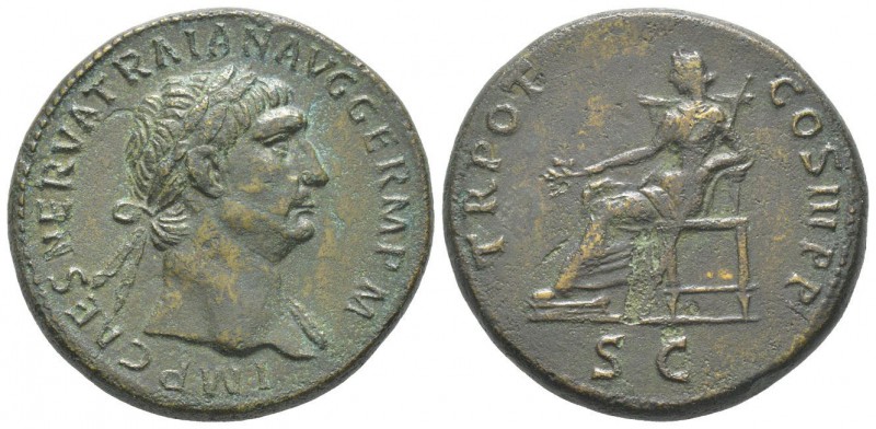 Traianus 98 - 117 Sestertius, Rome, 103-111, AE 23.75 g Avers: MP CAES NERVA TRA...