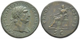 Traianus 98 - 117 Sestertius, Rome, 103-111, AE 23.75 g Avers: MP CAES NERVA TRAIAN AVG GERM PM Buste lauré de Trajan à droite avec l'égide Revers: TR...