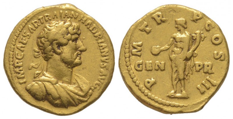 Hadrianus 117 - 138 Aureus, Rome, 119-122, AU 7.11 g Avers: IMP CAESAR TRAIAN HA...