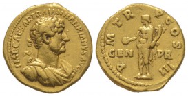 Hadrianus 117 - 138 Aureus, Rome, 119-122, AU 7.11 g Avers: IMP CAESAR TRAIAN HADRIANVS AVG Buste lauré, drapé, et cuirasé à droite. Revers: P M TR P ...