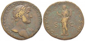 Hadrianus 117 - 138 Sestertius, Rome, 119-120, AE 28.55 g Avers: IMP CAESAR TRAIANVS HADRIANVS AVG Buste lauré à droite, draperie sur l'épaule gauche ...